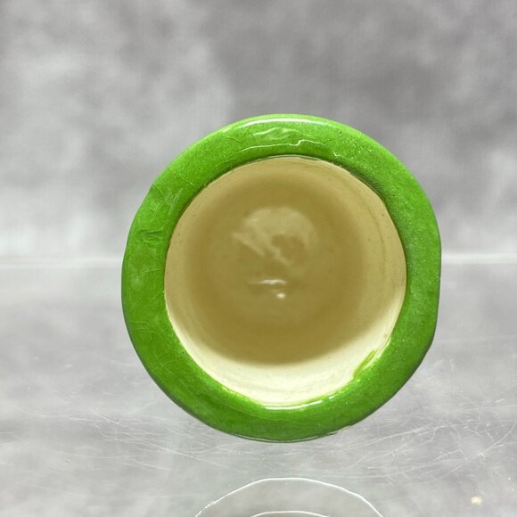 Hand-Painted Wooden Thimble With Green Christmas Tree Design & Polka Dot Top - Picture 8 of 9